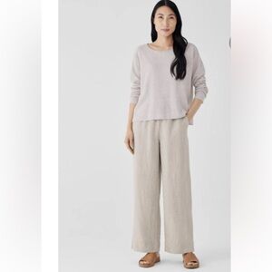 Eileen Fisher  Organic Linen Wide Leg Pant in Undyed Natural Petite M